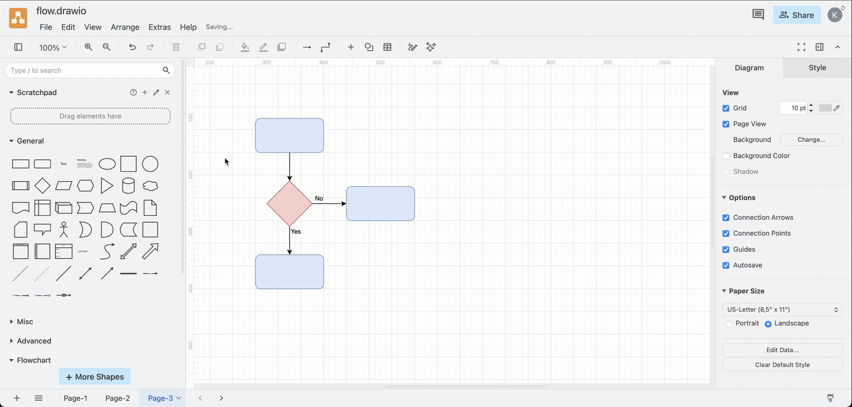 Add multiple shapes as one element on the scratchpad in draw.io