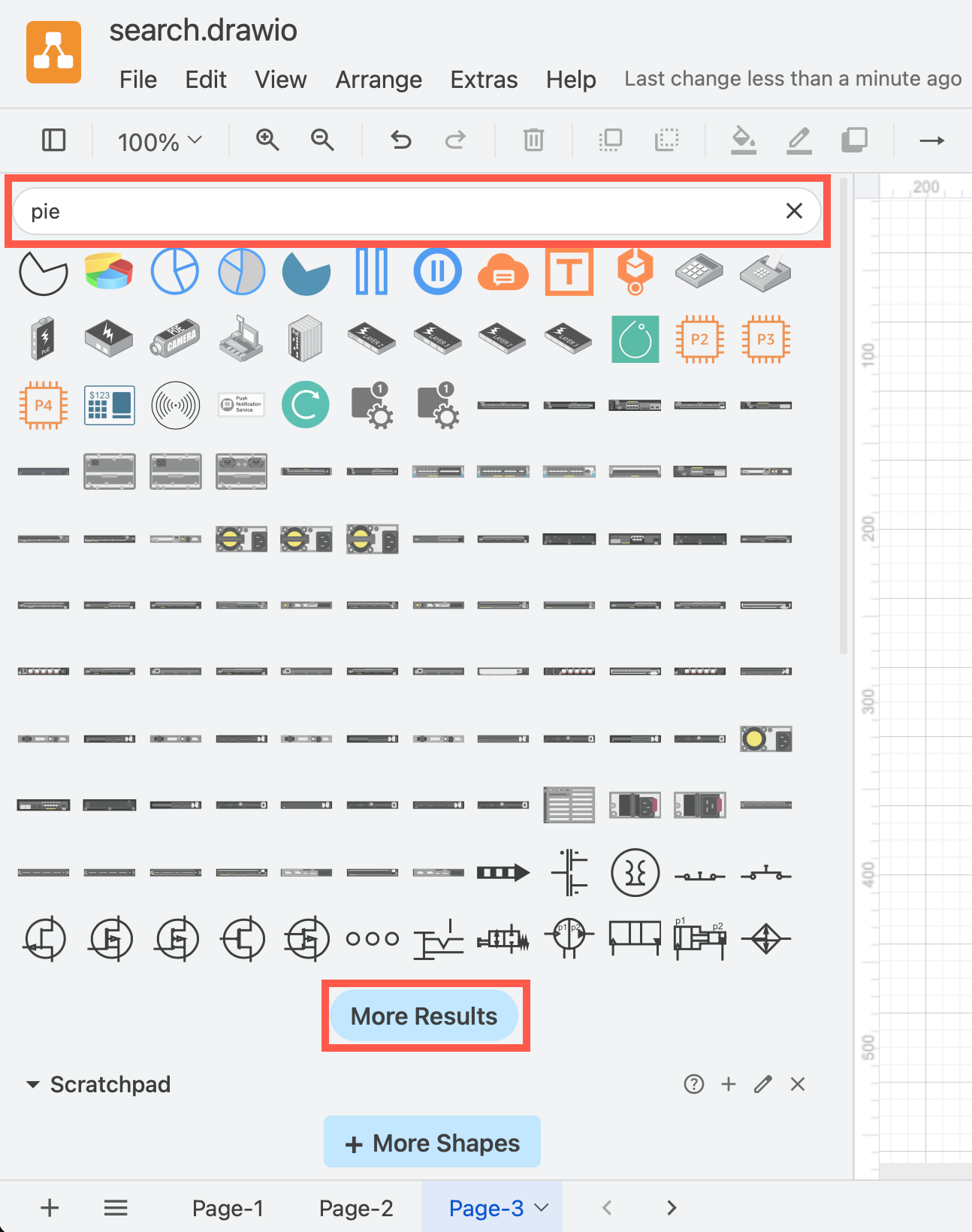 Searching for a pie chart shape for an infographic in draw.io