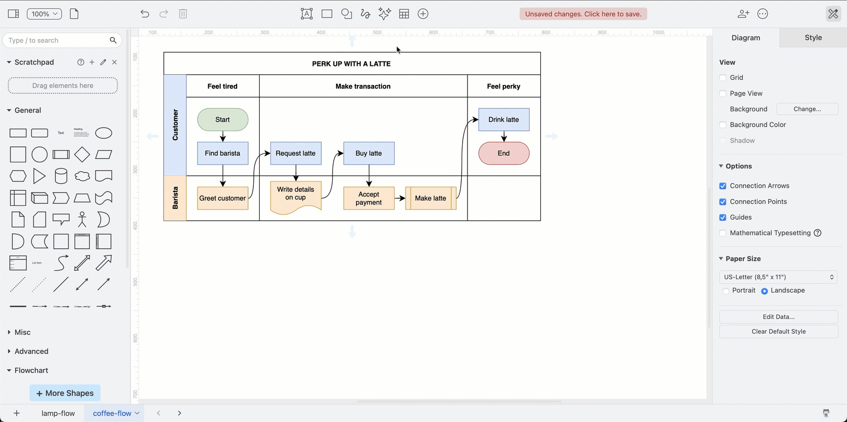 Draw a freehand shape in your diagram via the toolbar in simple editor theme in draw.io