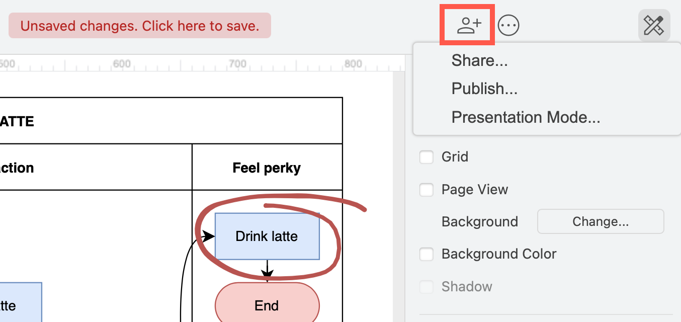 Click on the ... to open the menu in draw.io in simple editor theme
