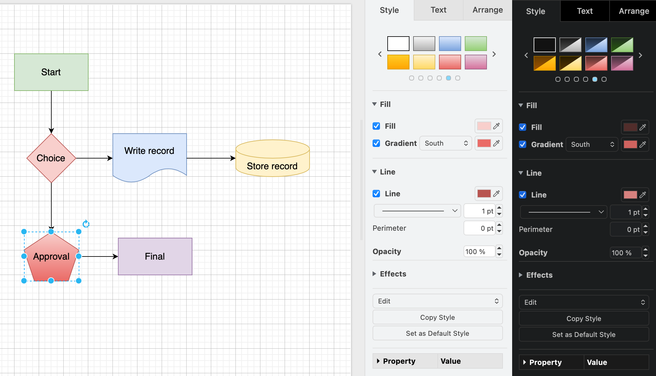 An additional custom colour scheme has been added to the style palette in draw.io