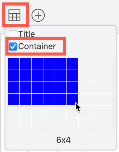 Add a cross-functional table by selecting the Container checkbox in the Table tool in draw.io