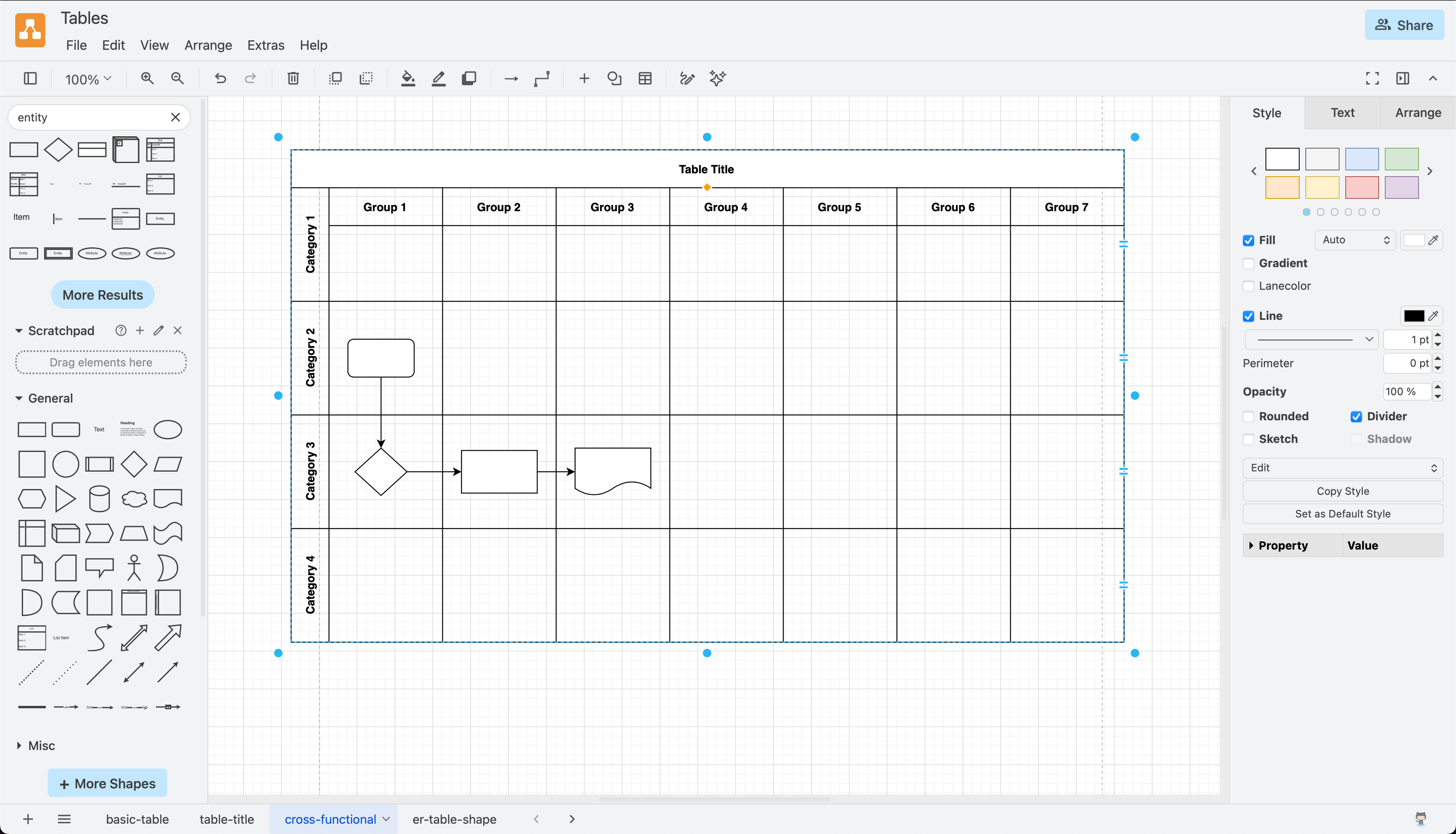 Add text to a selected table cell just like you would a shape label in draw.io