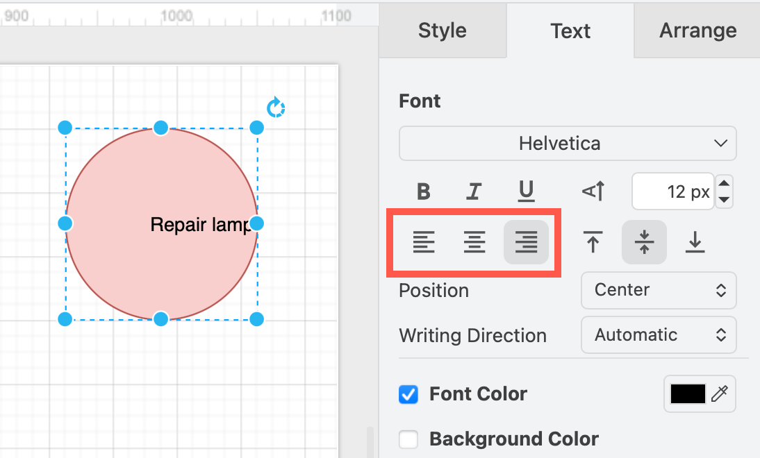 Change the text alignment of labels to left, right or centred