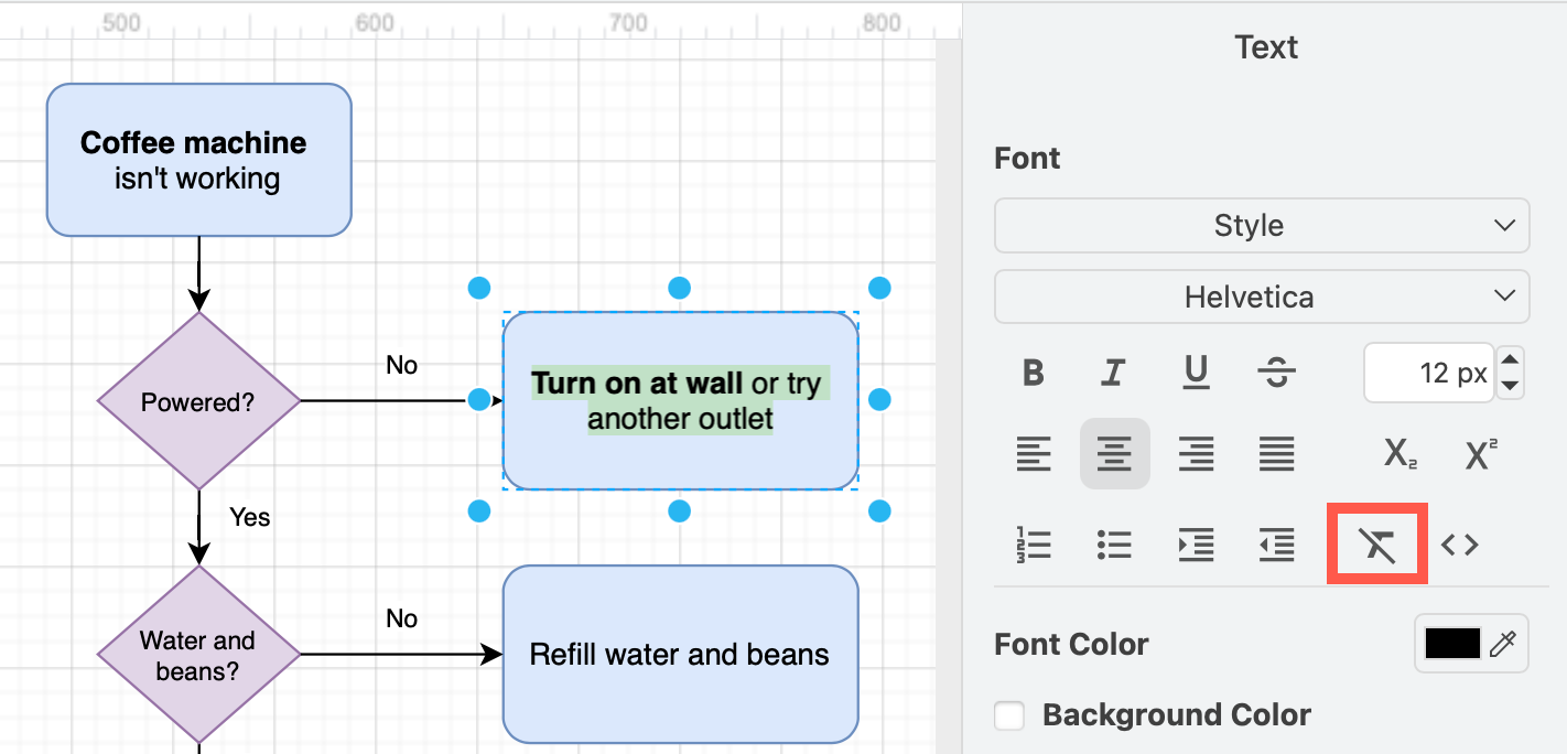 Select the text, then click Clear Formatting to reset the text styles to their default