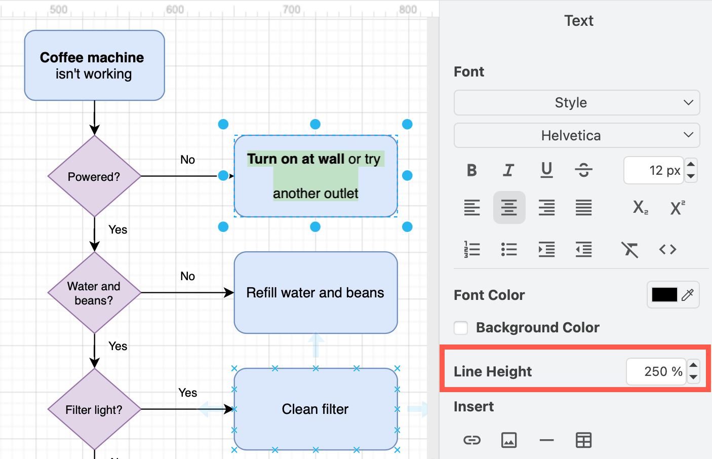 Change the line height of the text inside the label to increase or decrease the space between lines